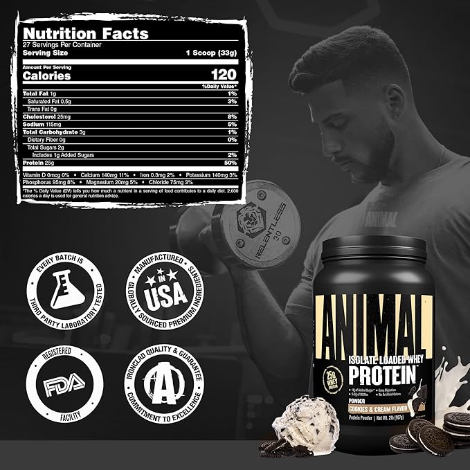 Animal Whey Isolate Protein Powder - Loaded for Pre & Post Workout Muscle Builder and Recovery with