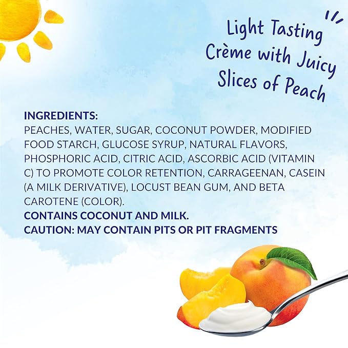 Dole Fruit Bowls Low Fat Peaches & Creme Parfait Snacks, 4.3oz 36 Total Cups, Gluten & Dairy Free
