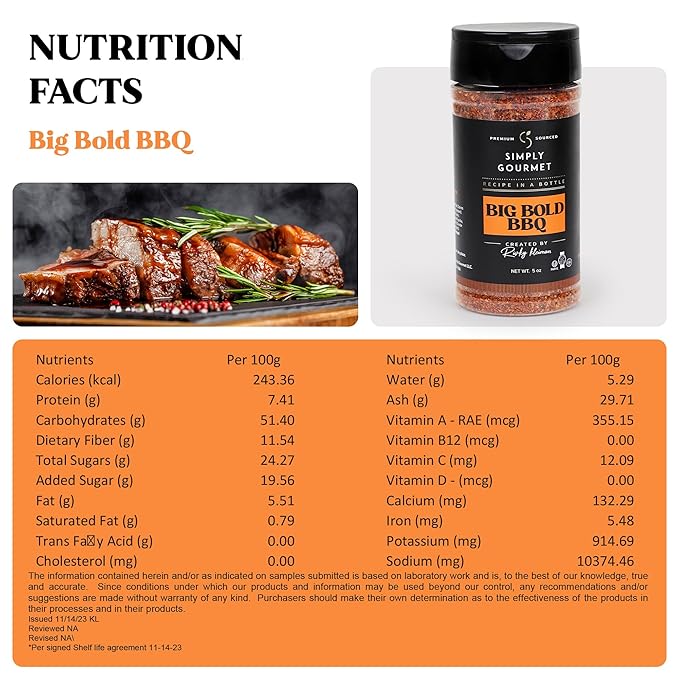 Big Bold BBQ Spice 5oz | Recipe in a Bottle | Premium Blend Spice for Gourmet Cooking | No-Addition