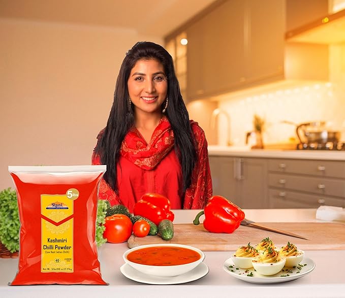 Rani Kashmiri Chilli Powder (Deggi Mirch, Low Heat) Ground Indian Spice 80oz (5lbs) 2.27kg Bulk ~