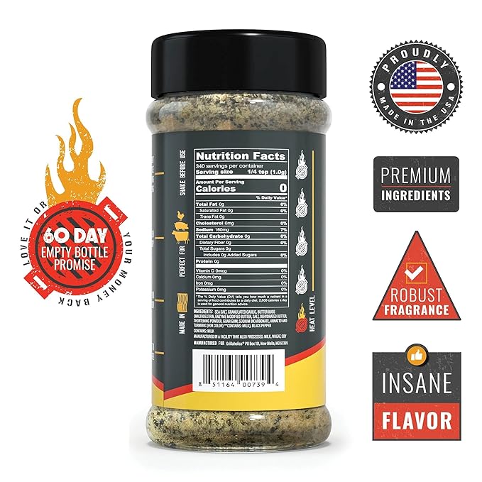 Grillaholics SPG + Butter Seasoning - Premium SPG (salt pepper garlic) BBQ Rub Blended with 100%