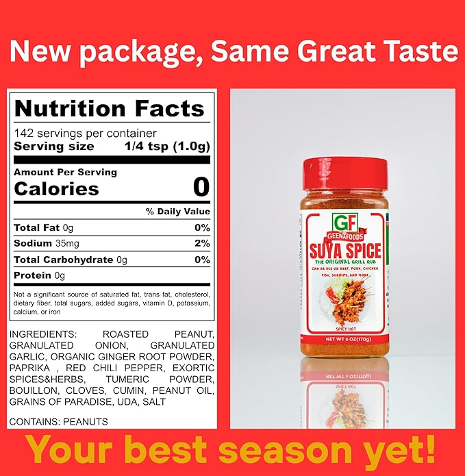 Geenafoods Suya pepper, African( Nigerian & Ghanaian)-Inspired Seasoning pepper Blend for Beef and