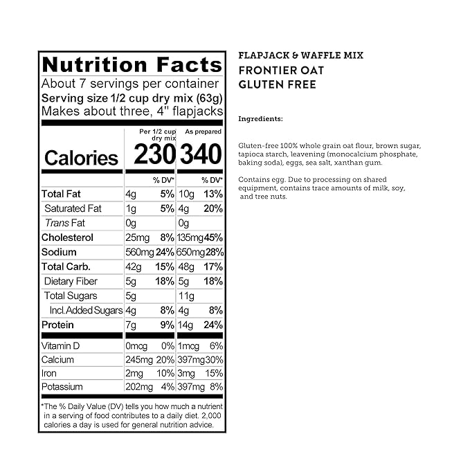 Kodiak Gluten Free Flapjack, Pancake & Waffle Mix, Frontier Oat, High Protein,100% Whole Grains