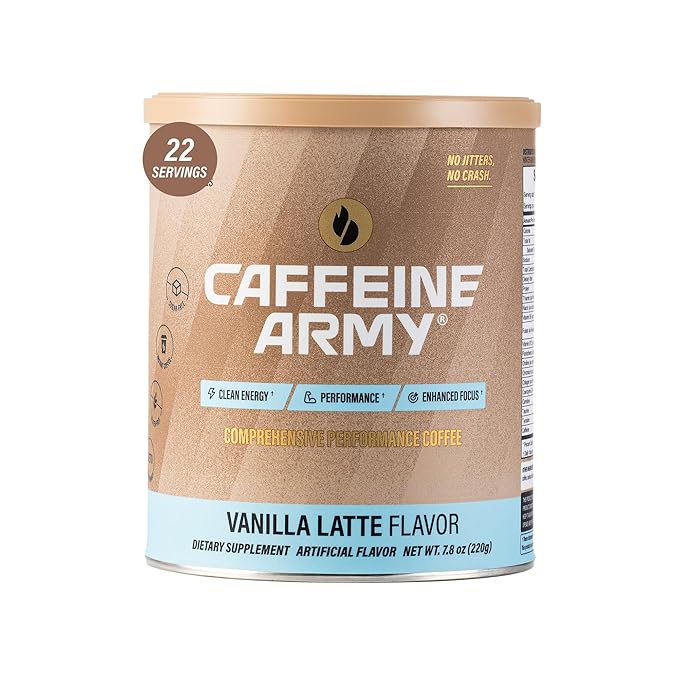 CAFFEINE ARMY Vanilla Latte | Comprehensive Functional Coffee with MCTs, CoQ10, Collagen and