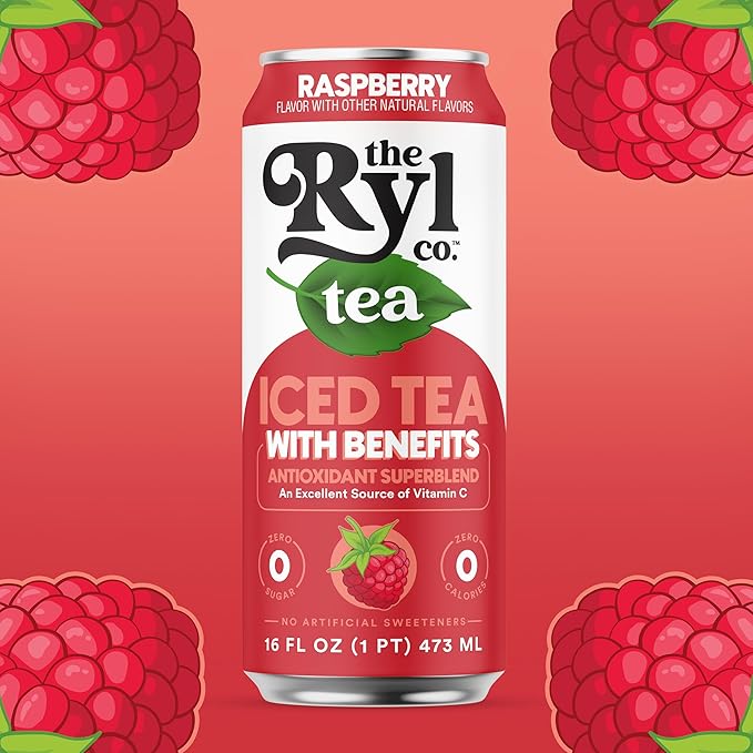 Ryl Iced Tea, Raspberry, Antioxidant Superblend, Zero Sugar, Low Carb, Zero Calorie Iced Tea, 16.0
