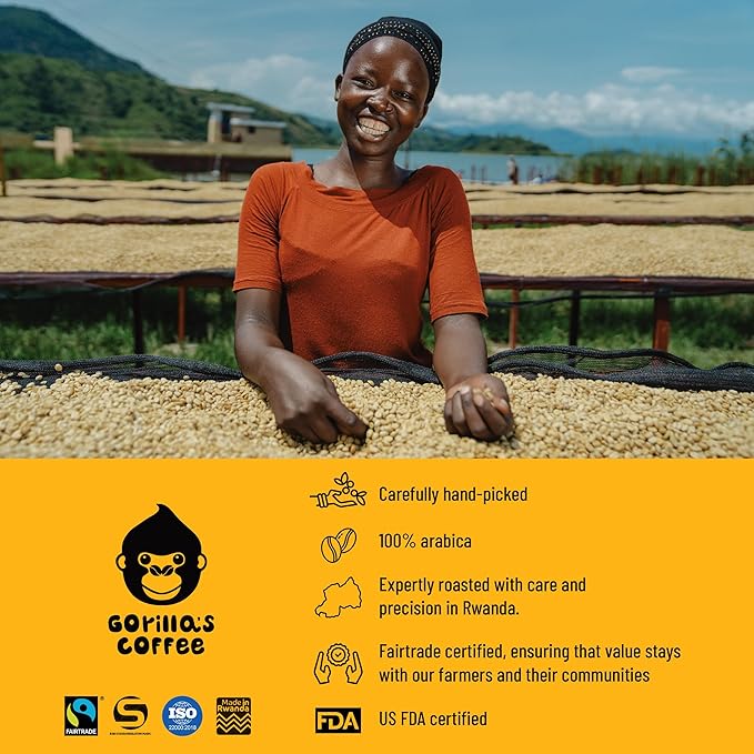 Gorilla's Coffee 100% Arabica - Medium Roast Ground Coffee, Fair Trade, Smooth, Balanced, Aromatic