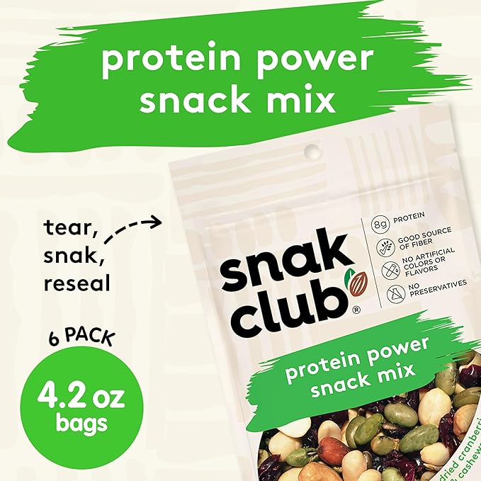 Snak Club Protein Power Snack Mix with Peanuts, Roasted Edamame, Dried Cranberries, Pumpkin Seeds