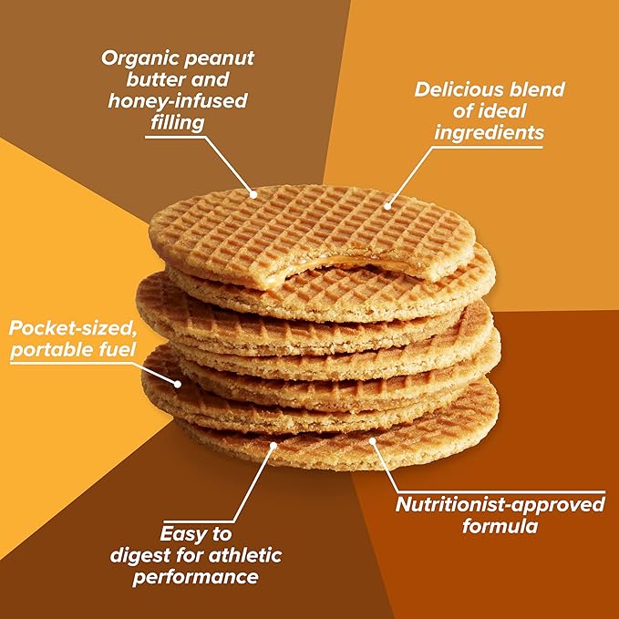 Honey Stinger Organic Peanut Butter Waffle, Energy Stroopwafel for Exercise, Endurance and