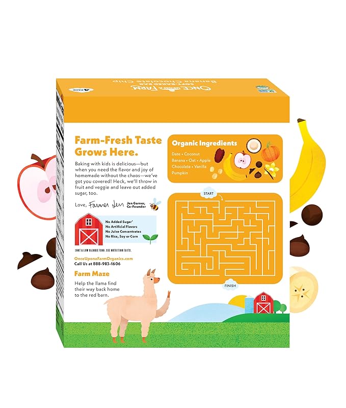 Once Upon a Farm | Organic Banana Chocolate Chip Soft Baked Bar | Chocolate, Banana, Vanilla & Oats
