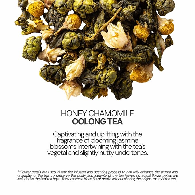 BLOSSOM RITUAL Honey Chamomile – Floral Oolong Tea Loose Leaf – 20 Natural Based Pyramid Bags