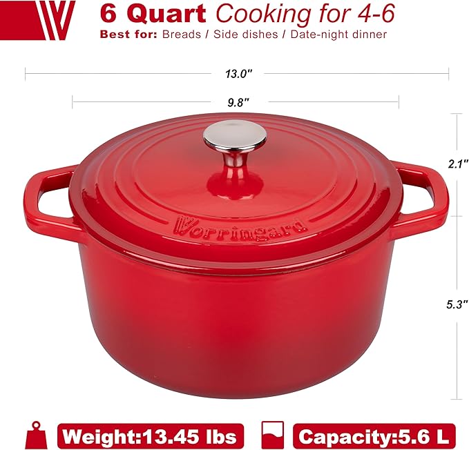 Enameled Cast Iron Dutch Oven Pot with Lid, for Bread Baking, Round Bread Oven- include Sourdough