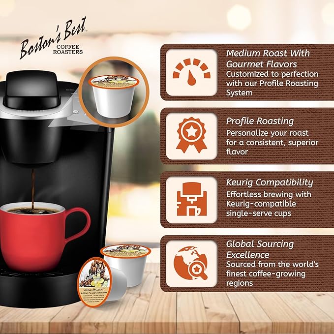 Boston’s Best - Vanilla Hazelnut Delicious Medium Roast Flavored Gourmet Coffee Compatible with