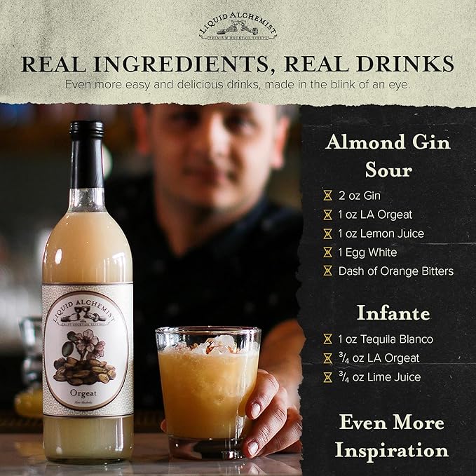 Liquid Alchemist Orgeat Syrup for Cocktails - Real Ingredients Make Our Almond Syrup the Perfect
