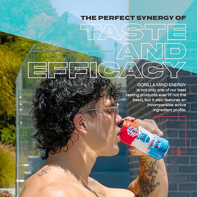 Gorilla Mind Energy Drink | Unmatched Energy · Amplified Focus | N-Acetyl-L-Tyrosine, Alpha-GPC