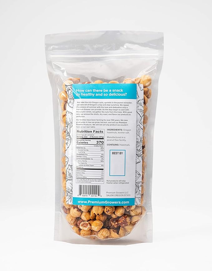 Oregon Farm To Table - Hazelnuts from Premium Growers - Dry Roasted - Lightly Salted ??Kosher