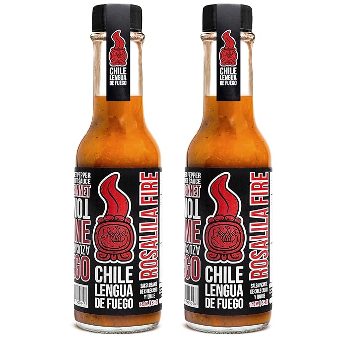 Hot Sauce | Chile Lengua de Fuego (Pack of 2, Rosalila Fire) – Classic Red Sauce with Tomato, Thyme