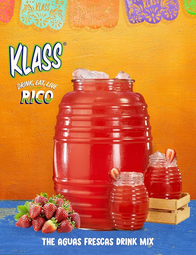 Klass Aguas Frescas | Drink Mix Tropical Variety Pack | Strawberry , Grape, Tropical Punch & Orange