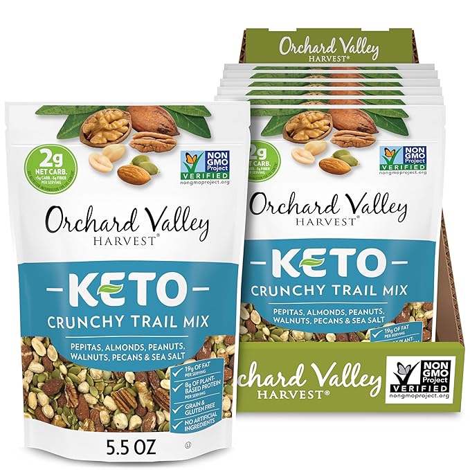 Orchard Valley Harvest Keto Crunchy Trail Mix, 5.5 Ounces (Pack of 6), Pepitas, Almonds, Peanuts