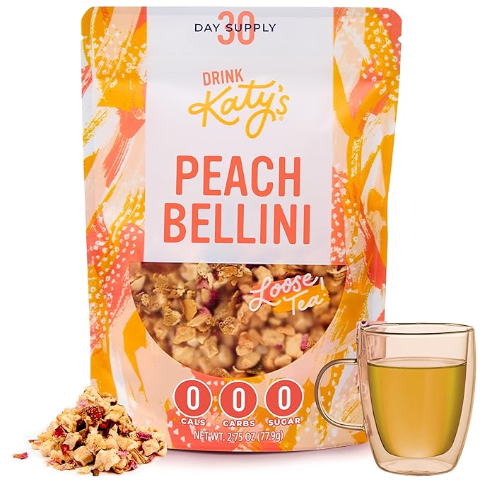 Katy?™s Peach Bellini Loose Leaf Tea | Fruity & Refreshing Light White Herbal Tea | Apple, Peach &