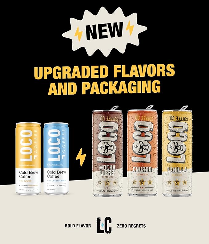Loco Coffee Churro Latte 11 Ounce Can, 12 Count | Zero Sugar, 200mg Caffeine | Gluten Free and