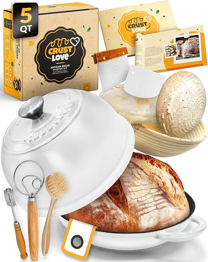 Dutch Oven Bread Baking - 5QT Enamel Bread-Dome - incl Sourdough Bread-Baking Suppliers like Dough