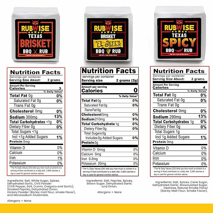 RubWise BBQ Brisket Rub Seasoning Gift Set (3 x 1 lb bags) - Barbecue Spices and Seasonings Variety