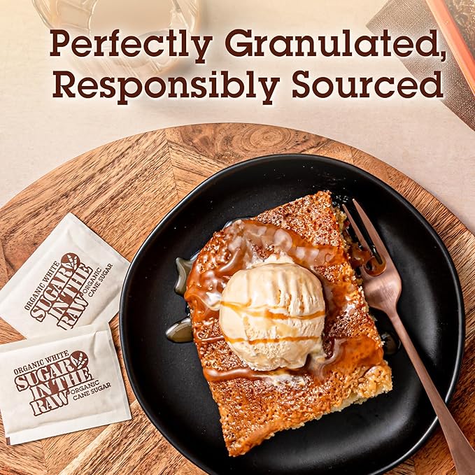 Sugar In The Raw Organic Granulated White Premium Cane Sugar, No Added Flavors or erythritol, Pure