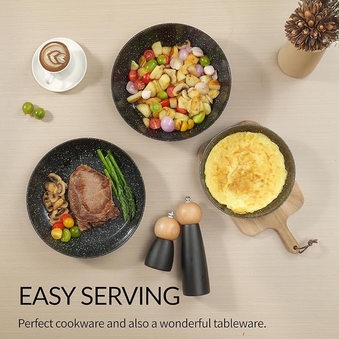21PCS ceramic cookware set,Nonstick ceramic pan, Removable Handle pots and pans set, Stackable Pan
