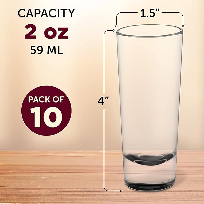 DISCOUNT PROMOS Cordial Shooter Shot Glasses 2 oz. Set of 10, Bulk Pack - Great for Birthdays