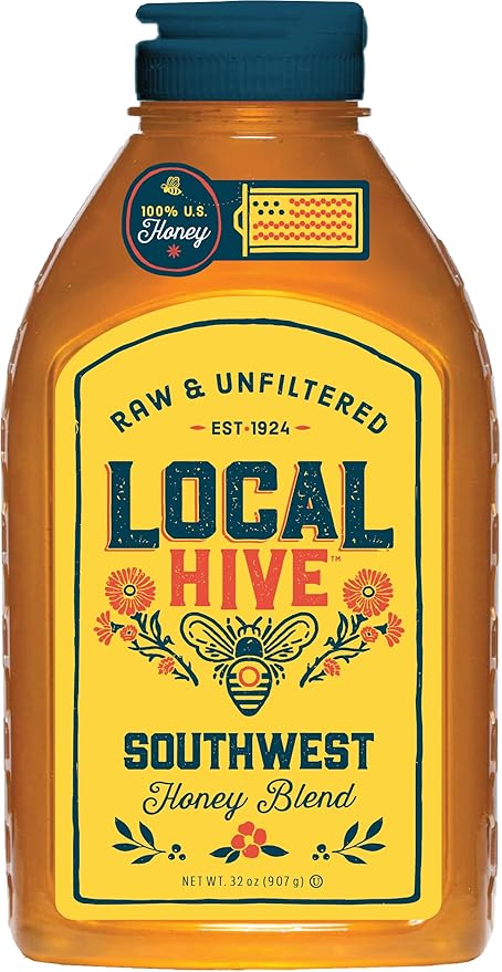 Local Hive Southwest Raw Unfiltered Honey – 32oz, 100% Pure US Honey, Sourced from American Bees