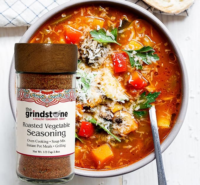 The Grindstone, Roasted vegetable seasoning and spice mix, Hand blended rubs and spices for