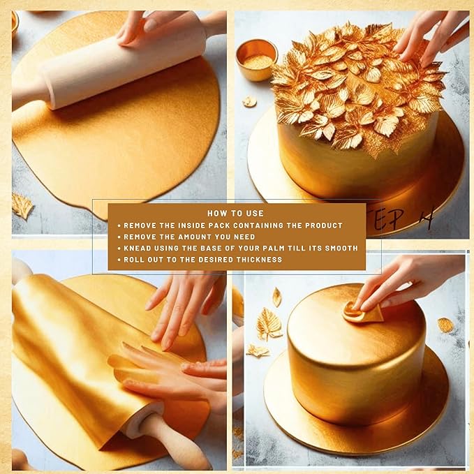 Confect Glistening Gold Fondant | Edible Metallic Fonadant | Chefs Choice Gold Fondant for