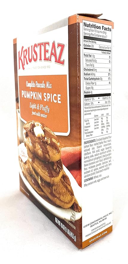 Krusteaz Baking Mix, Pumpkin Spice Complete Pancake Mix, Light & Fluffy, Made with Real Pumpkin &