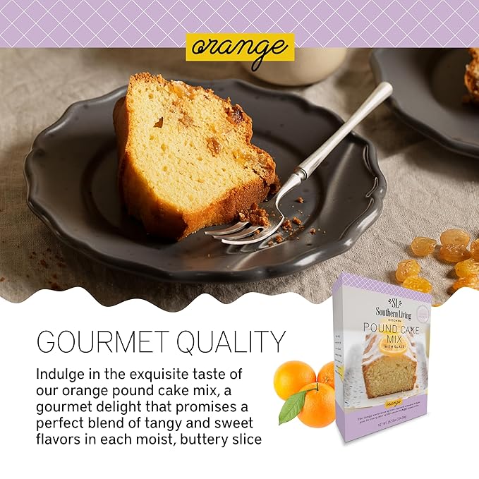 Southern Living Orange Pound Cake Mix, Gourmet, Moist, Buttery & Sweet Flavor with Easy Glaze