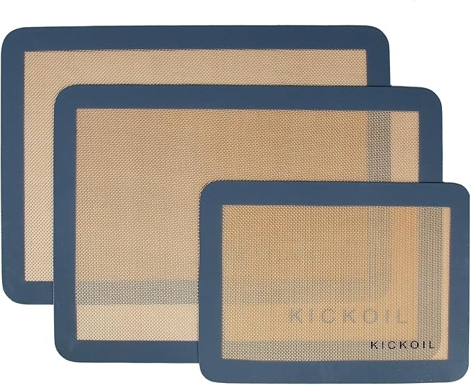 Silicone Baking Mat Large 3 Pack-2 Half Sheets+1 Small Quarter Sheet,Reusable Non Stick Food Safe