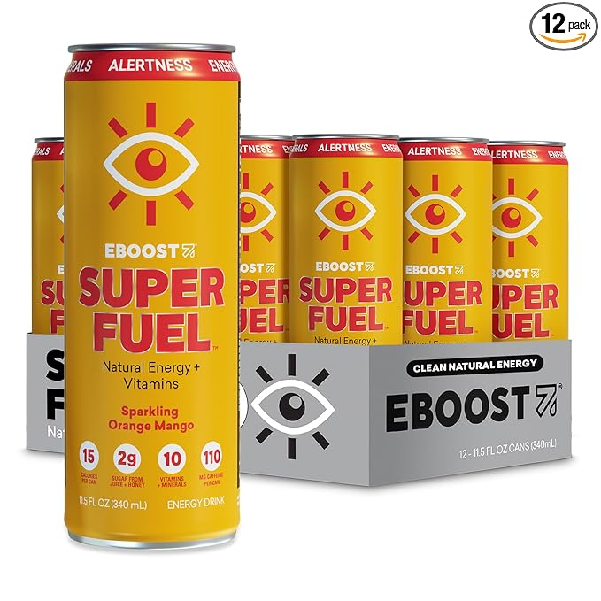 EBOOST Super Fuel Healthy Energy Drink - Caffeine from Natural & Clean Ingredients For Focus and