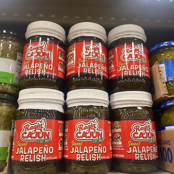 Sweet Jalapeno Relish - 15 oz Jar, All Natural - Spicy Sweet Louisiana Condiment for Dips, Hot