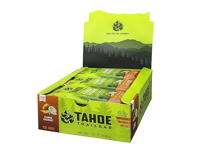 Tahoe Trail Bar, Plant-Based Natural Energy Bar (1.94 Ounce Protein Bar, 12 Count) High Protein