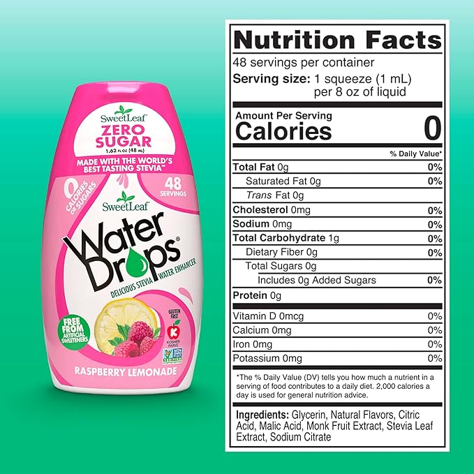 SweetLeaf Water Drops, Raspberry Lemonade ??Sugar-Free Water Enhancer Drops, Stevia & Monk Fruit