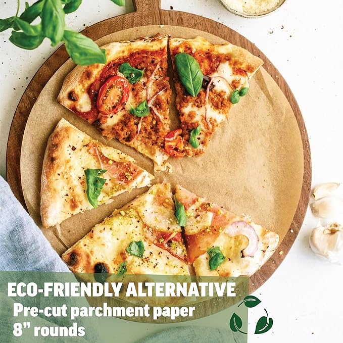 Zenlogy 8 Inch Parchment Paper Rounds (100 Sheets) - Unbleached, Pre-cut, High Heat, Round Liners