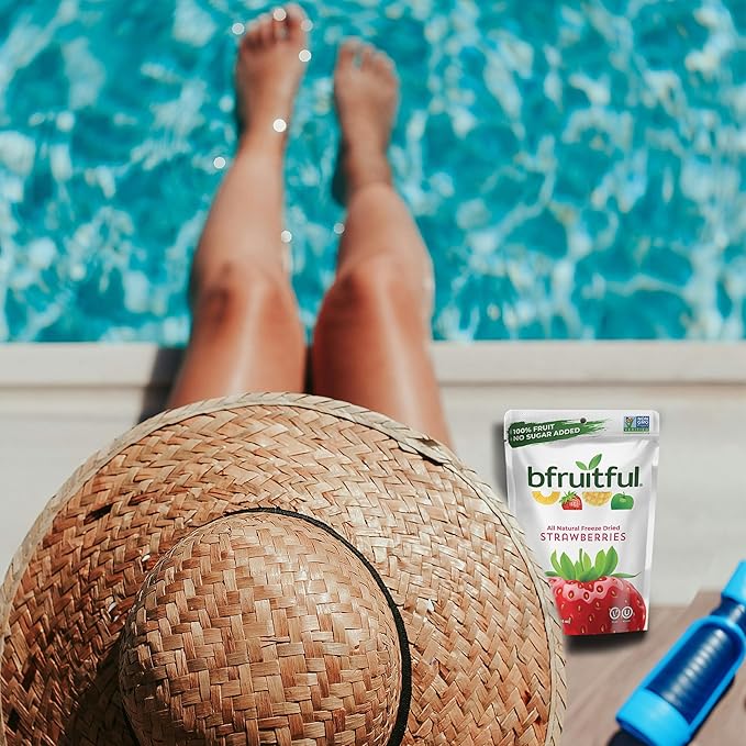 bfruitful Freeze-Dried Strawberries, Freeze Dried Fresh Fruit Bites, Gluten Free, Vegan, Dairy