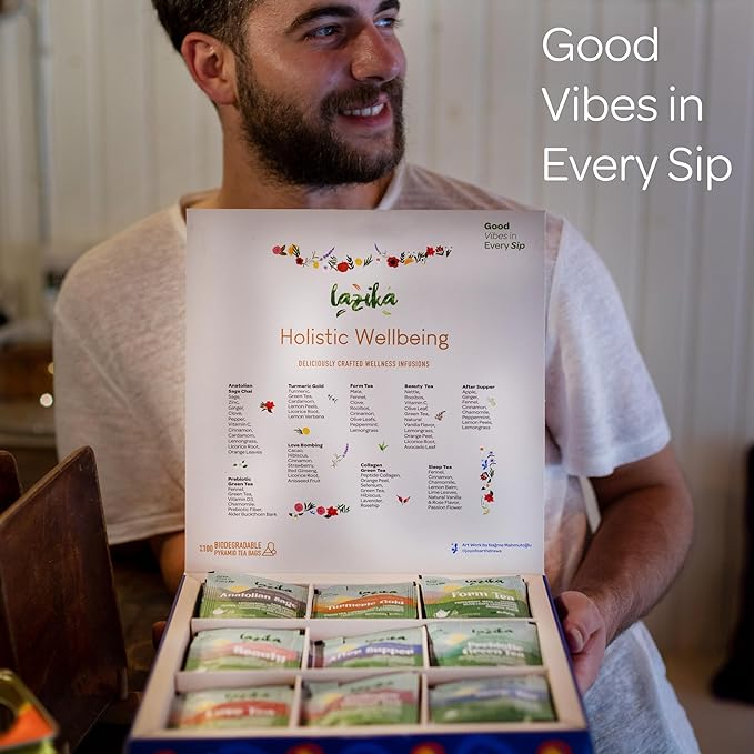 Lazika Herbal Tea Variety Pack with Lovely Presentation Box, 54 Counts, Holistic Wellbeing Tea