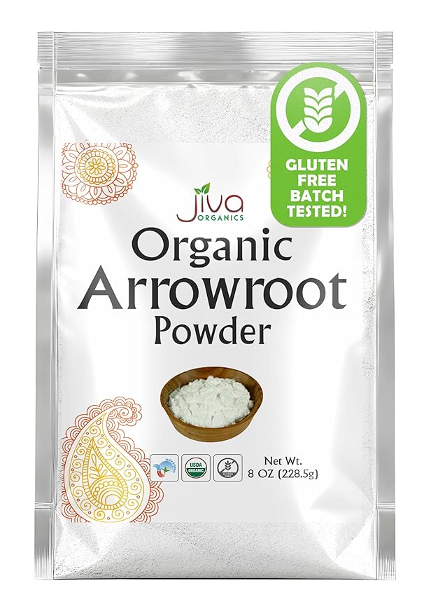 Jiva Organics Organic Arrowroot Flour (Powder) 8 Ounce Bag - Raw, Non-GMO, Gluten Free