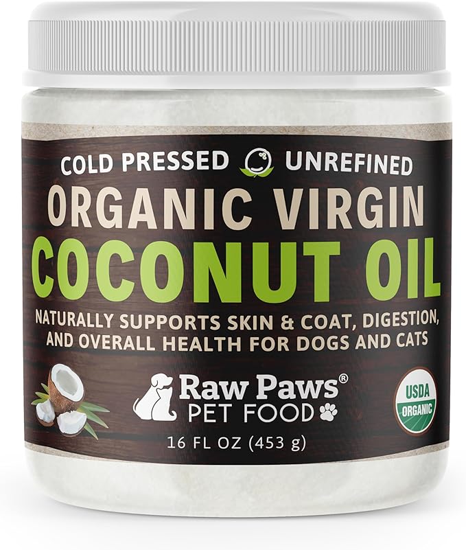 Raw Paws Organic Virgin Coconut Oil for Dogs & Cats, 16-oz - Supports Immune System, Digestion
