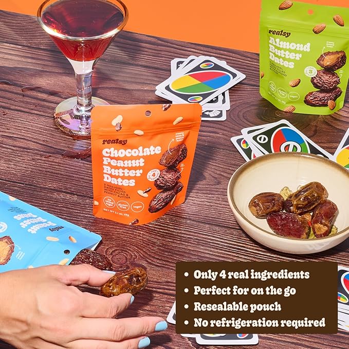 Realsy Pitted & Stuffed Medjool Dates, Organic Dates with No Sugar Added, Gluten-Free, Vegan, Good