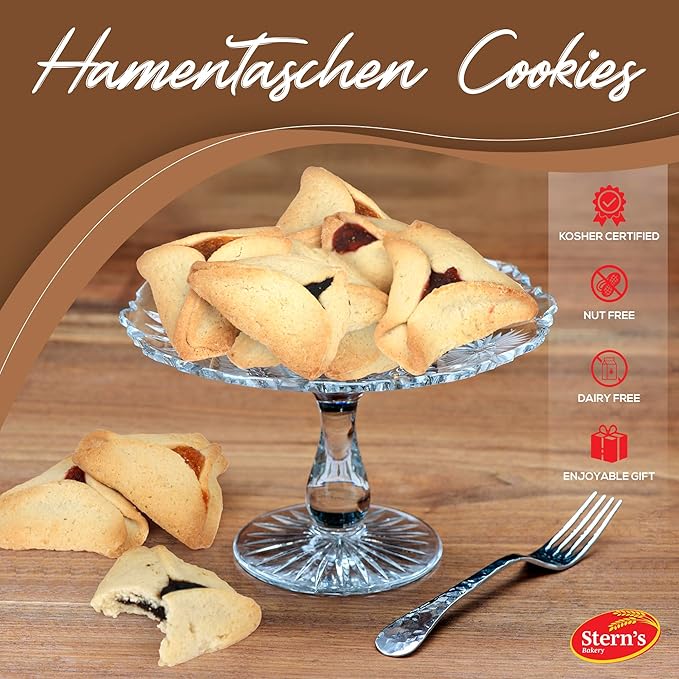 Hamentaschen Cookies Individually Wrapped [12 Count] Filled with Apricot, Prune & Raspberry Jam |