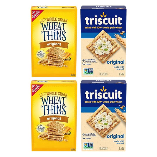 Triscuit Original Whole Grain Wheat Vegan Crackers and Wheat Thins Original Whole Grain Wheat