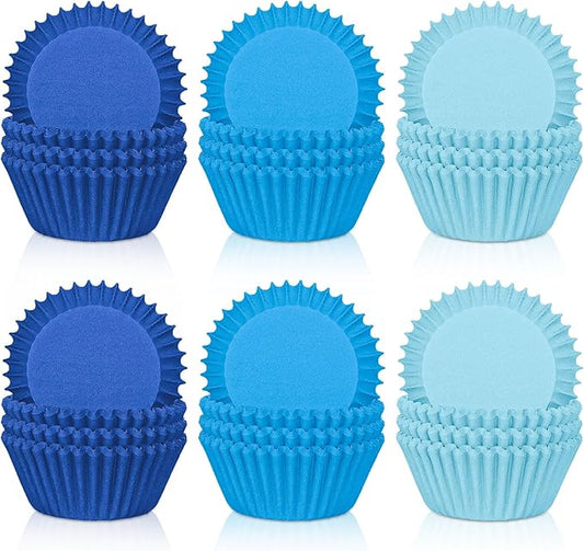 Whaline 600Pcs Blue Cupcake Liners Gradient Blue Baking Cups Holders Cupcake Wrappers Muffin Liners