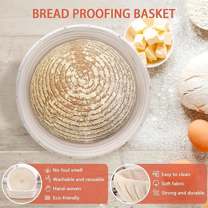 Sourdough Bread Baking Supplies, Sourdough Starter Kit for Bread Making Includes 10" Round & Oval