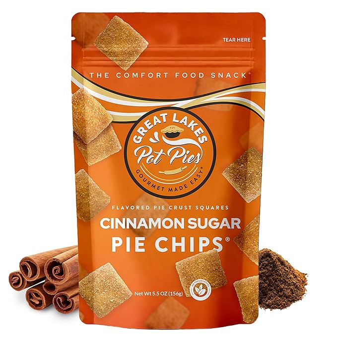 Great Lakes Pot Pies - Cinnamon Sugar Pie Chips - Crunchy Cookie Crisp - Buttery Cinnamon Snacks